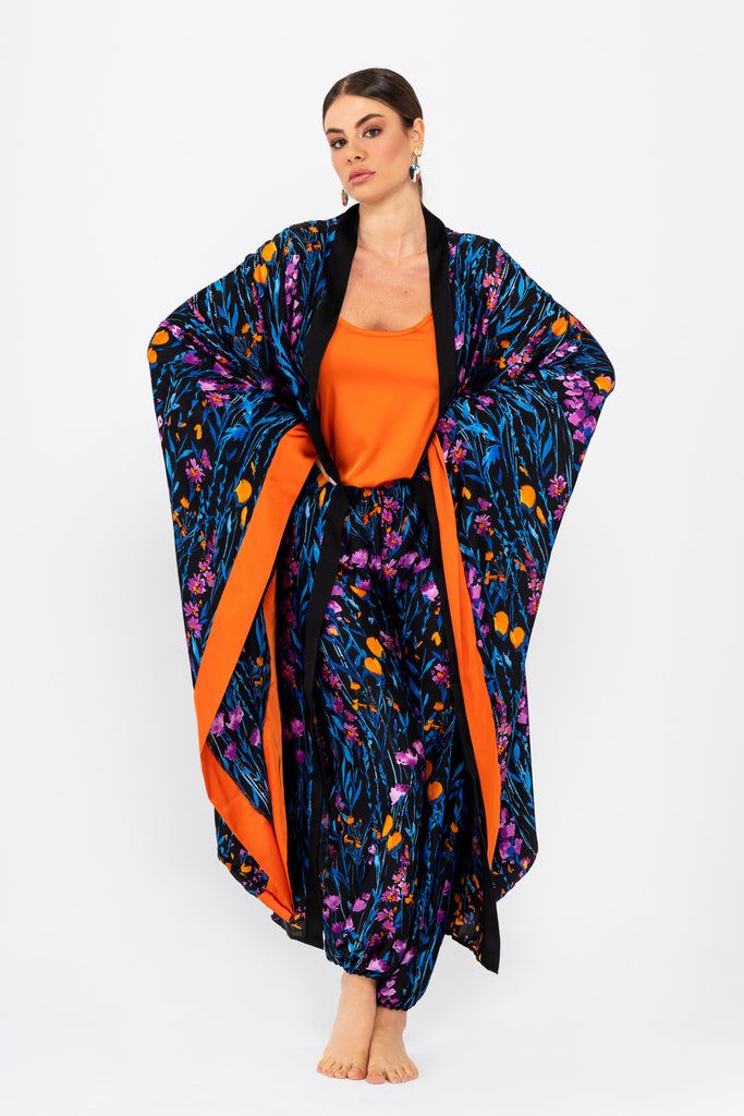 Blue & Orange Chesire Kimono set